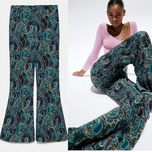 Zara Multicolor Paisley Flared Trousers L